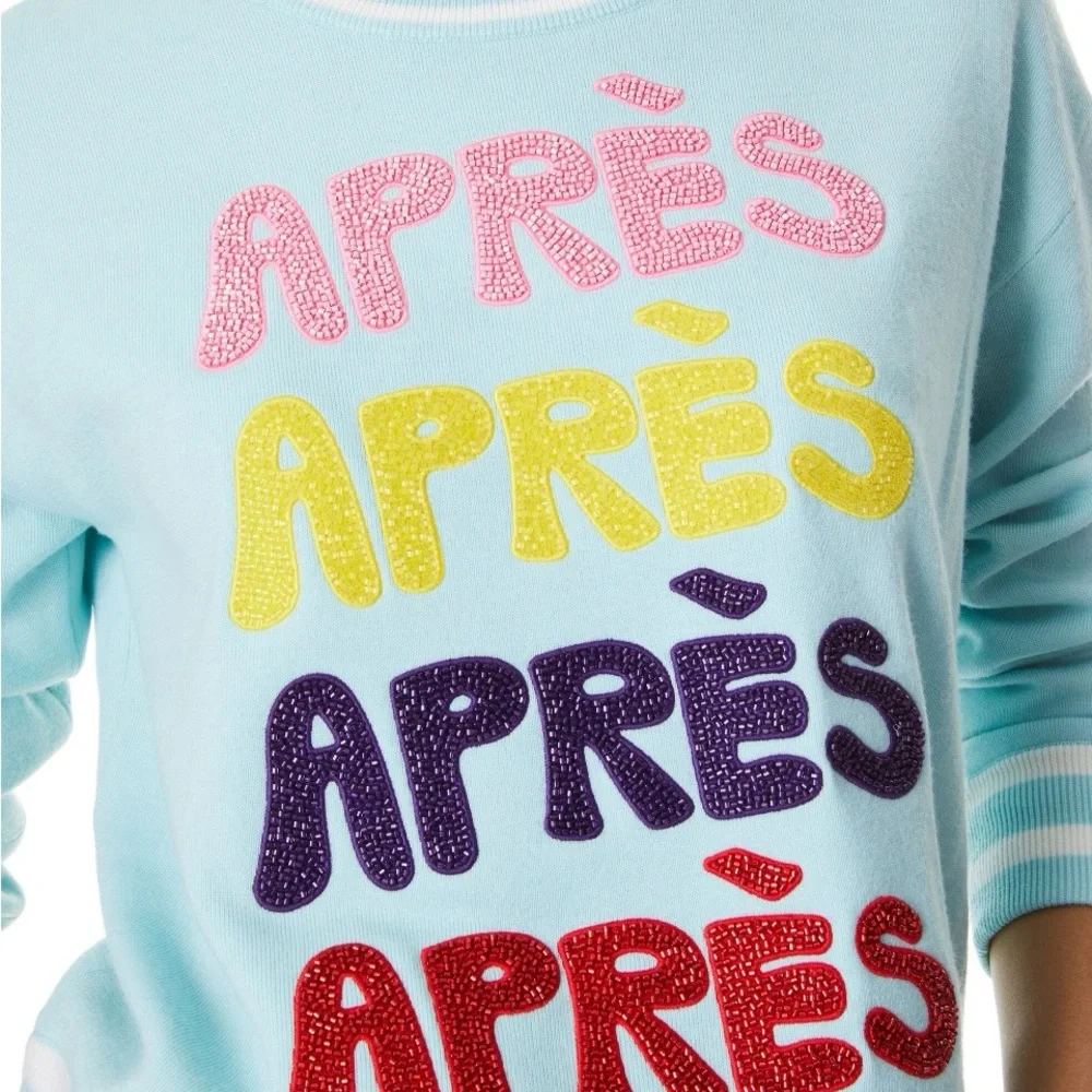Alice + Olivia GLEESON APRÈS PULLOVER 100% Merino Wool SZ L Julep - Picture 2 of 7
